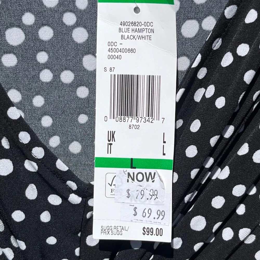 Kasper Womens Knot Front Polka Dot Dress Black & White Polyester/Elastane Size L